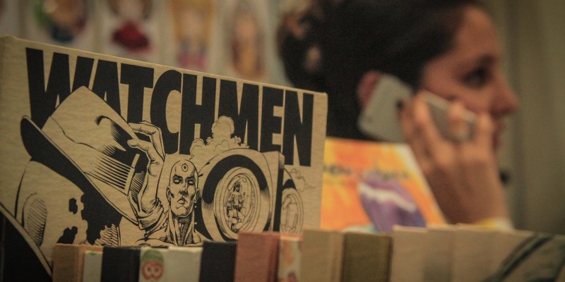 O espaço Artist’s Alley foi um dos destaques da segunda edição da Geek Expo. Em destaque na imagem, versão da HQ Watchmen. (Foto: Filipe Pereira)
