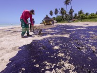 A praia Ponta do Mangue (Maragogi, AL) é uma das 166 praias do nordeste brasileiro impactadas pelas manchas de petróleo derramado no final de julho de 2019 (Foto: Carlos Ezequiel Vannoni/Agência Pixel Press/Folhapress)