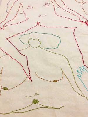 A artista visual Simone Barreto investiga o corpo feminino em desenhos e bordados de um ponto de vista muito gráfico (Imagem: Simone Barreto)